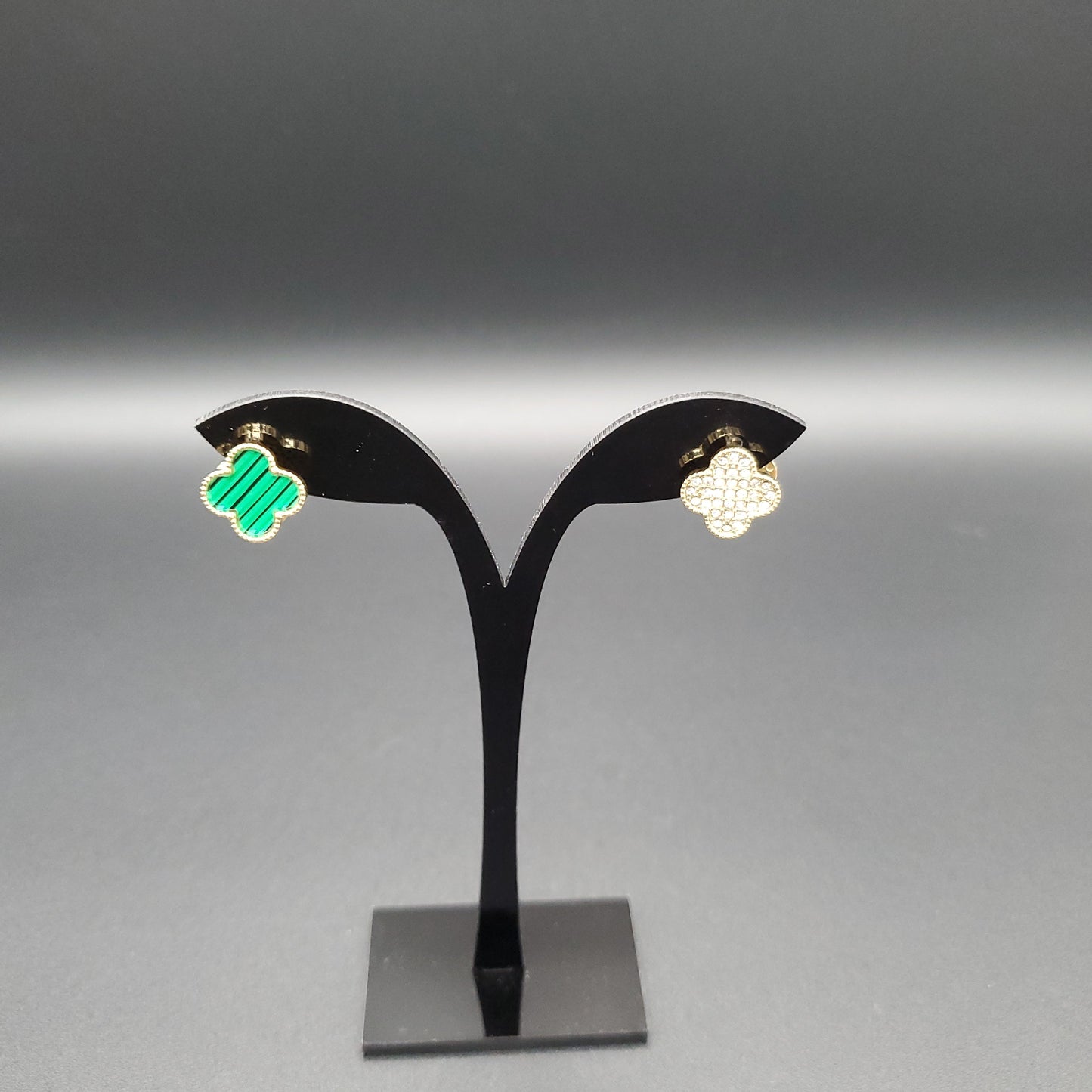 Stainless Steel Van C*leef Double Face Earrings