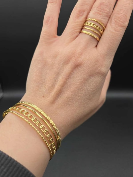 Chain Cuff Bangle & Ring Set | 18K Gold Plated Siwar Gallery