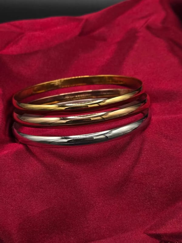 Chic Plain Triplets Bangle | 18K Gold Plated Siwar Gallery