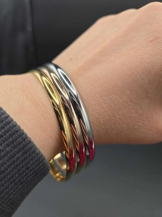 Chic Plain Triplets Bangle | 18K Gold Plated Siwar Gallery