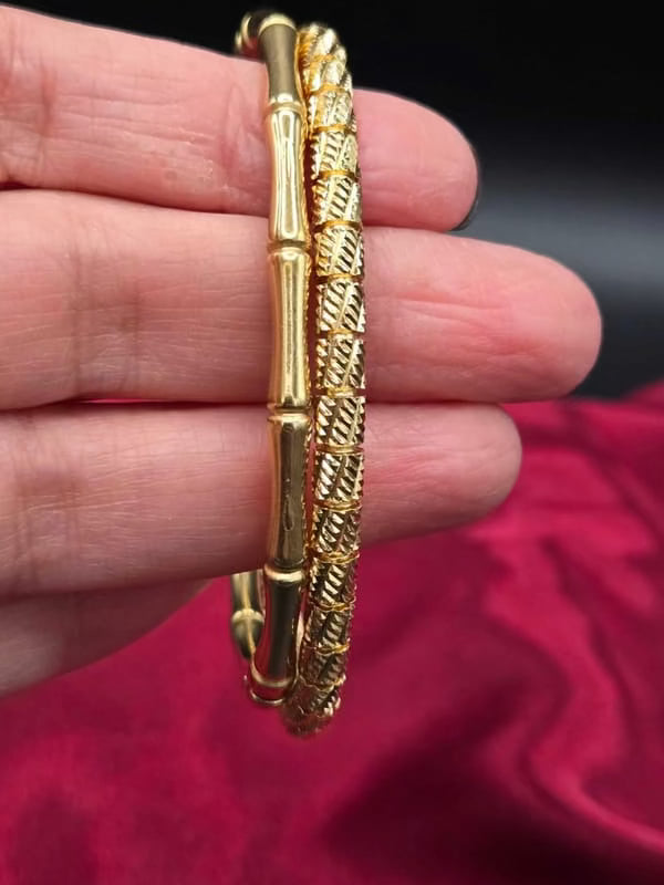 Bamboo & Twisted Bangles | 18K Gold Plated Siwar Gallery