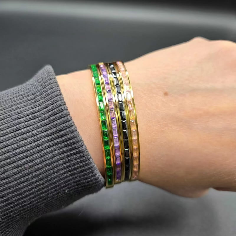 Colorful Stones Bangle | 18K Gold Plated Siwar Gallery