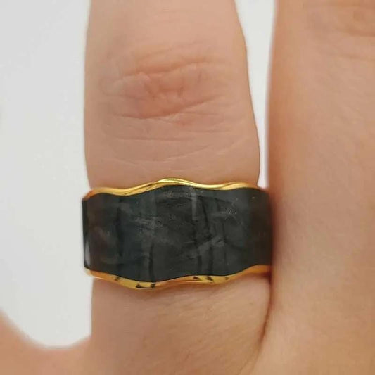 Colorful Enamel Ring - 21K Gold Plated Adjustable Ring in Gold finish on a neutral background