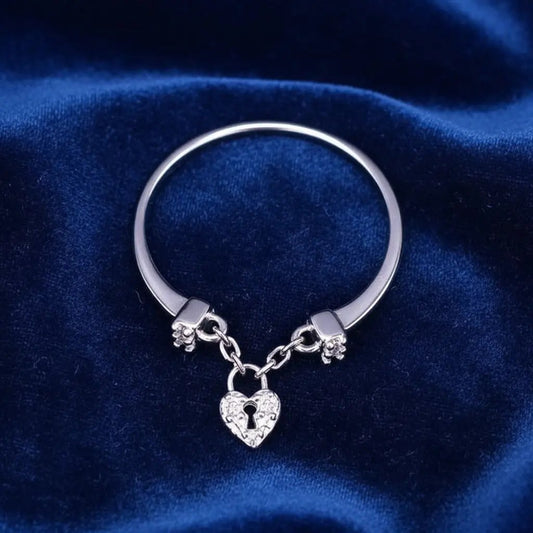 Dazzling Heart Ring in Silver finish, with cubic zirconia stone on stones