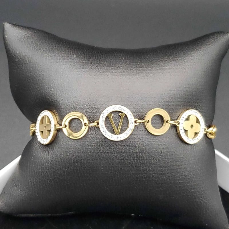 Elegant Monogram Flower Bracelet | 18K Gold Plated Siwar Gallery