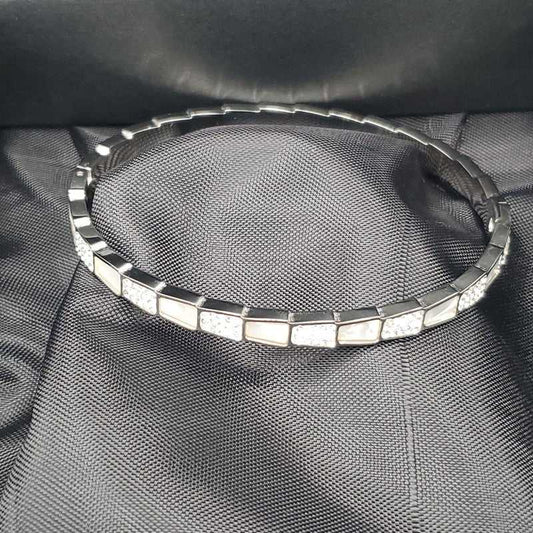 Elegant Snake Bangle in Silver finish, with cubic zirconia stone on stones