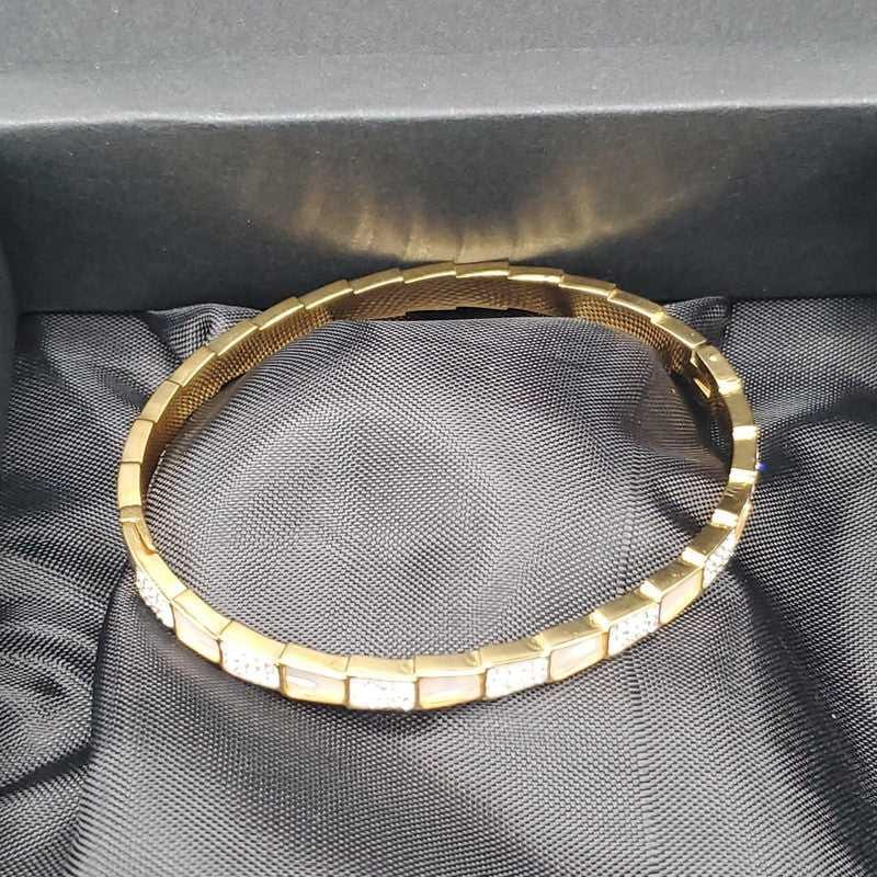 Elegant Snake Bracelet in Silver finish, with cubic zirconia stone on a neutral background