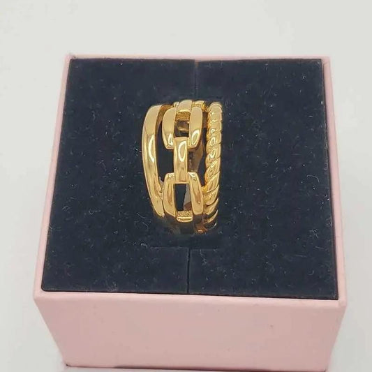Golden Chain Ring in Gold finish on a neutral background