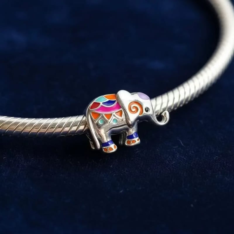 Chic Elephant Charm in Silver finish on a bracelet