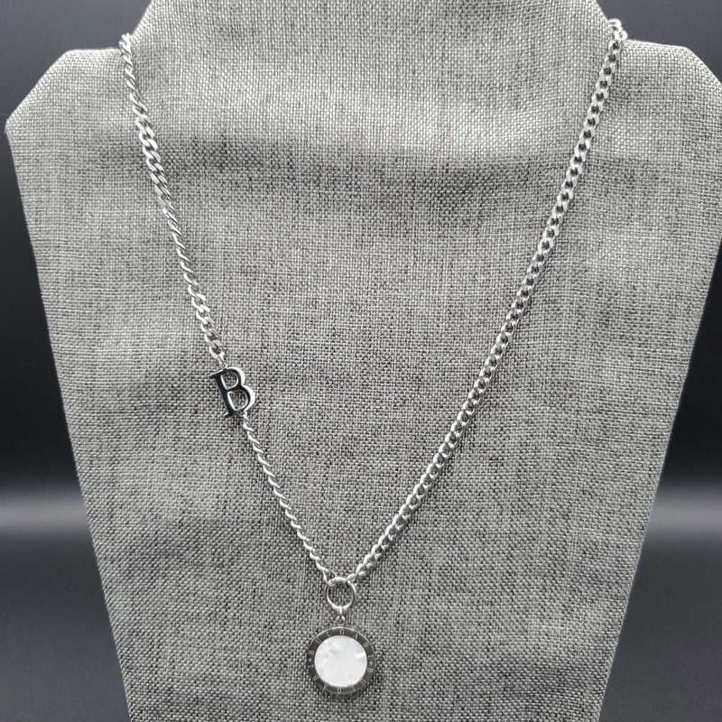Italian Double Face Necklace in Silver finish on a neutral background