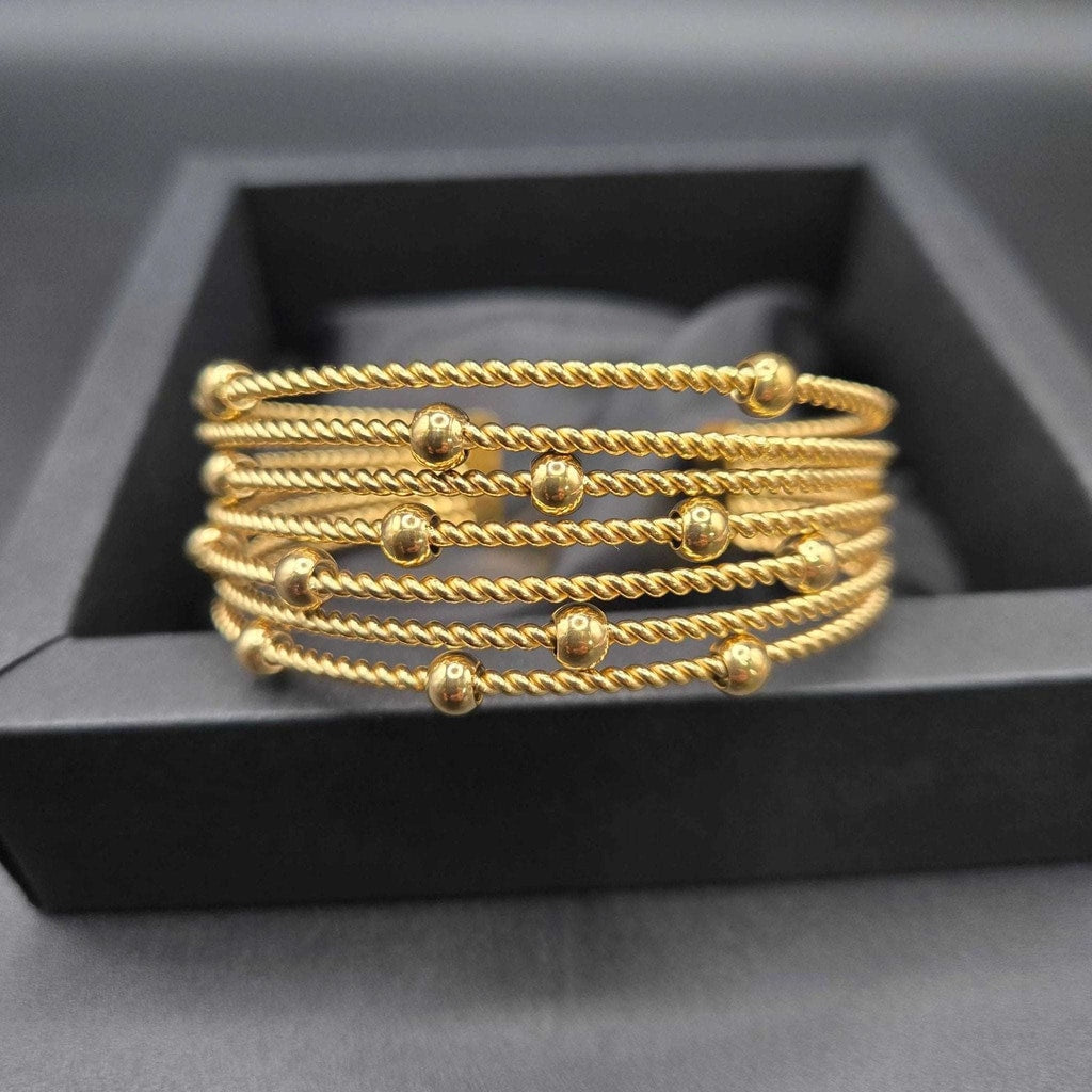 Modern Beads Bracelet Cuff | 18K Gold Plated Siwar Gallery