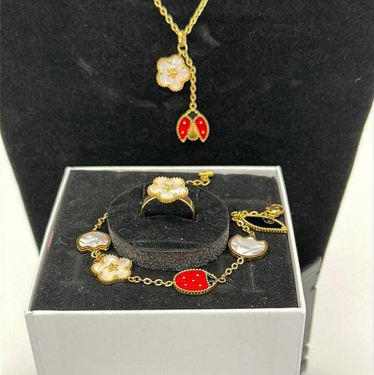 Clover Ladybug Jewelry Set | 18K Gold Plated Siwar Gallery