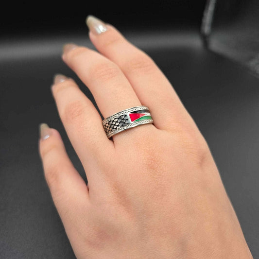 Palestine Flag Enamel Band Ring | 18K Gold Plated Siwar Gallery
