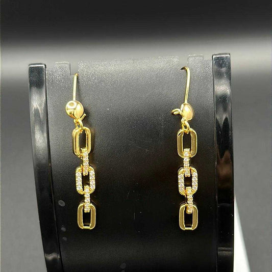 Paperclip Link Drop Earrings | 21K Gold Plated Siwar Gallery