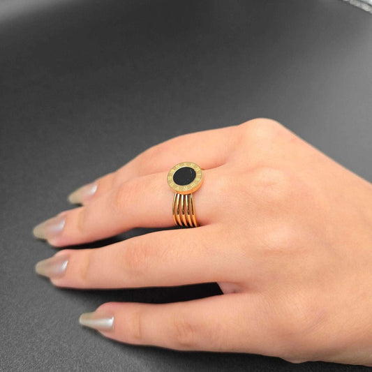 Roman Numeral Disc Ring | 18K Gold Plated Siwar Gallery