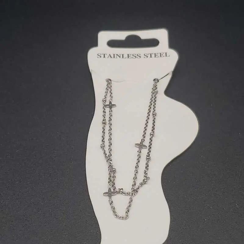 Silver Star Anklet in Silver finish on a neutral background