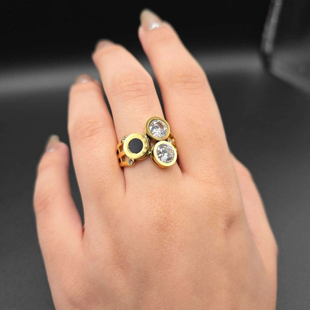 Triple Disc Statement Ring | 18K Gold Plated Siwar Gallery