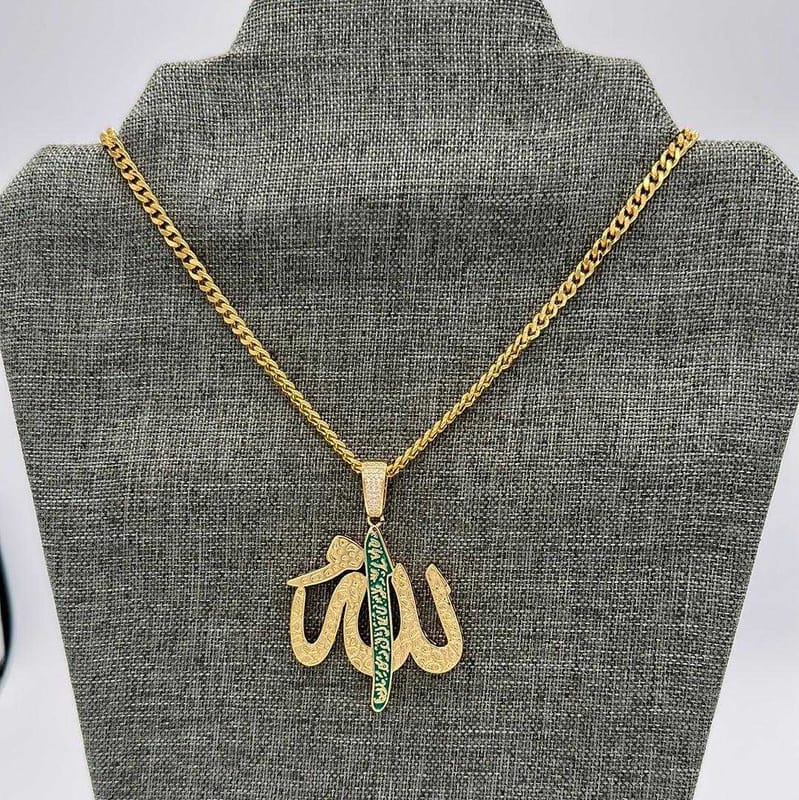 Allah Calligraphy Pendant Necklace | 21K Gold Plated Siwar Gallery