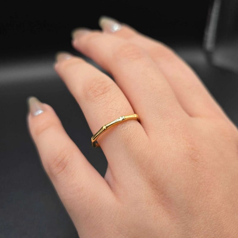 Bamboo Band Ring | 18K Gold Plated Siwar Gallery