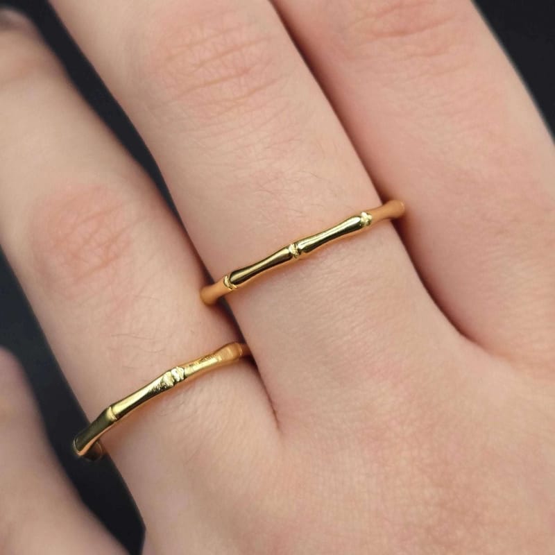 Bamboo Band Ring | 18K Gold Plated Siwar Gallery