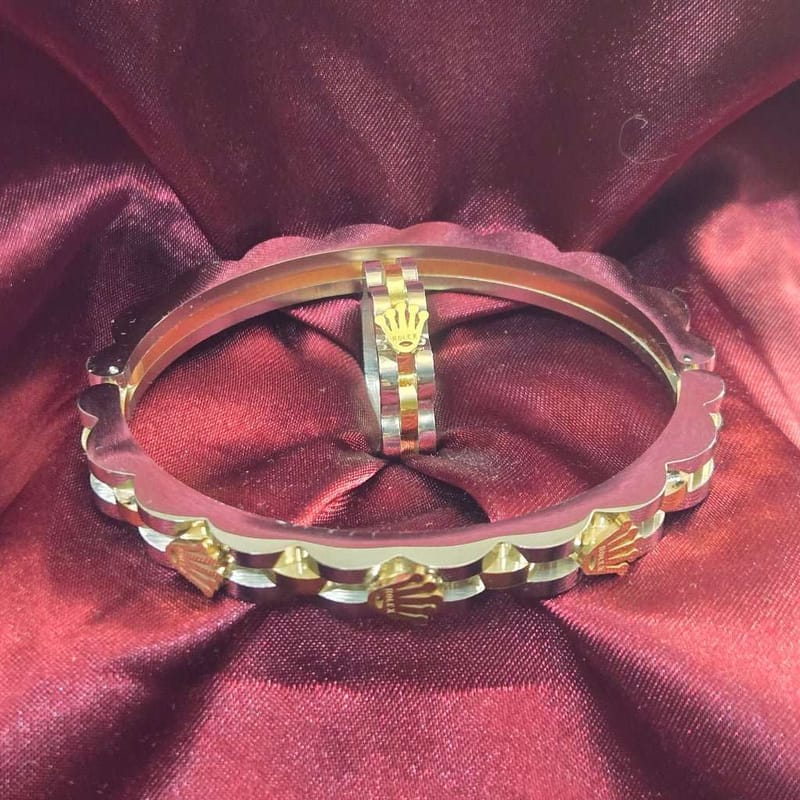 Bangle & Ring Set in Gold and Silver finish on a neutral background