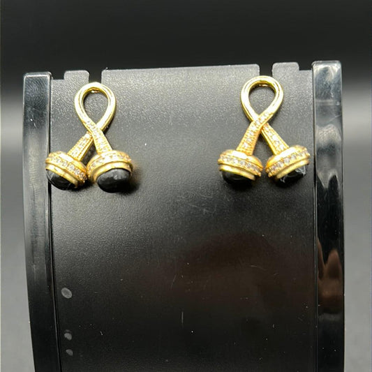 Black stone Earring - Siwar Gallery
