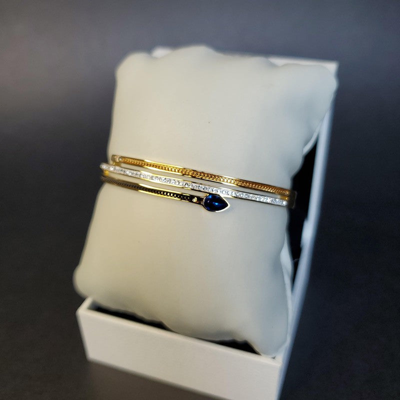 Blue teardrop stone Bangle - Siwar Gallery