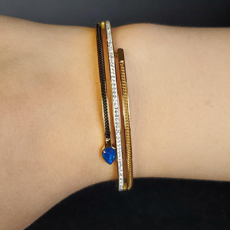 Blue teardrop stone Bangle - Siwar Gallery