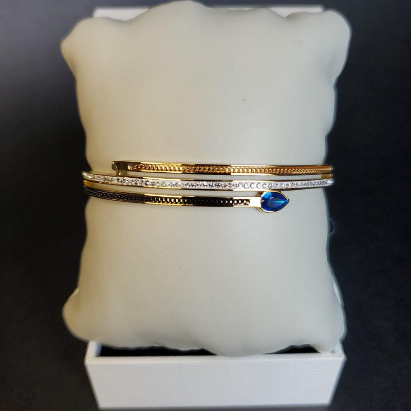 Blue teardrop stone Bangle - Siwar Gallery