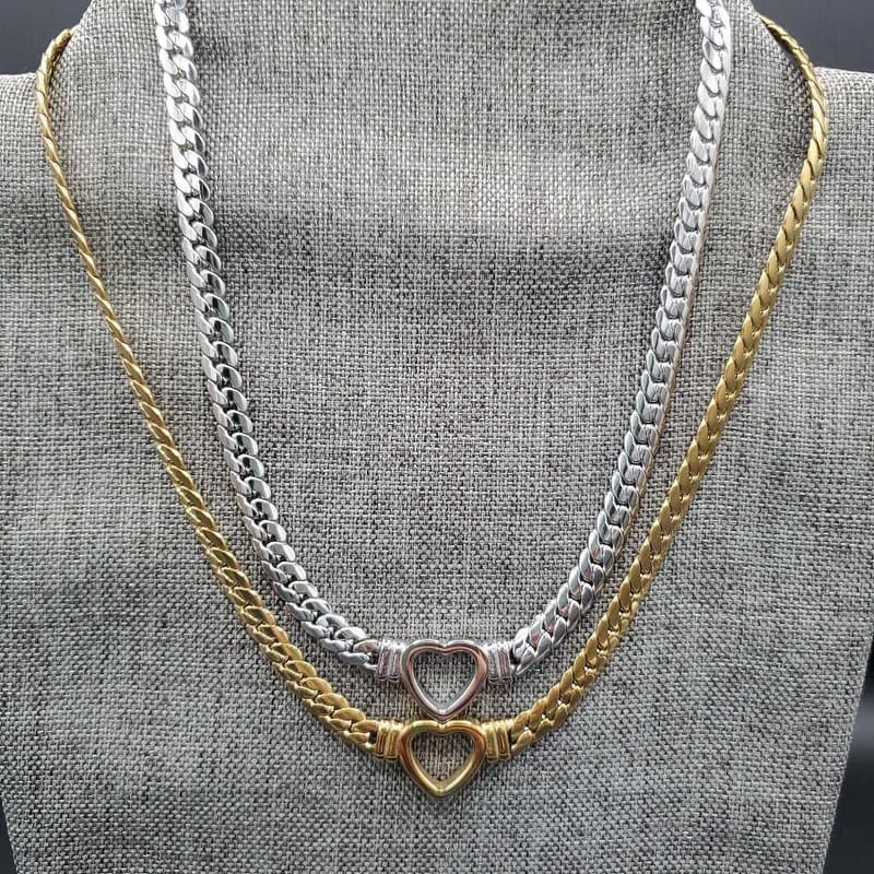 Chic Heart Necklace in Silver finish on a neutral background
