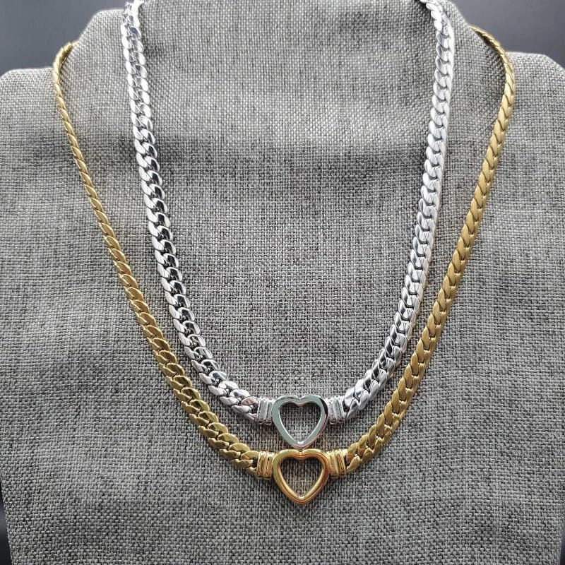 Chic Heart Necklace in Silver finish on a neutral background