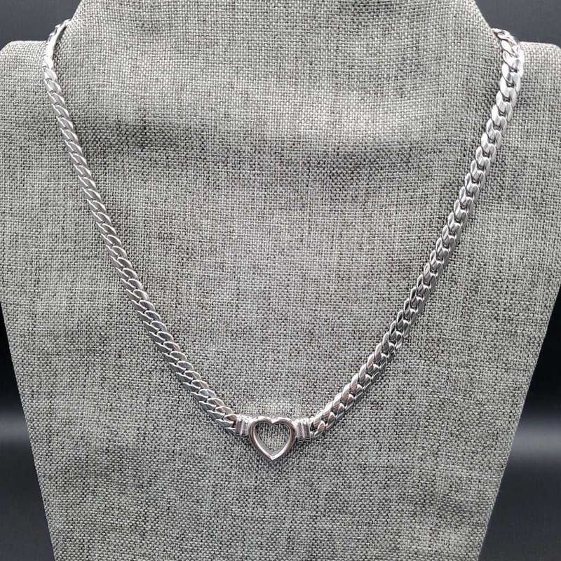 Chic Heart Necklace in Silver finish on a neutral background