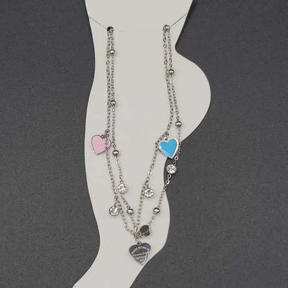 Classic Heart Anklet in Silver finish, with cubic zirconia stone on stones