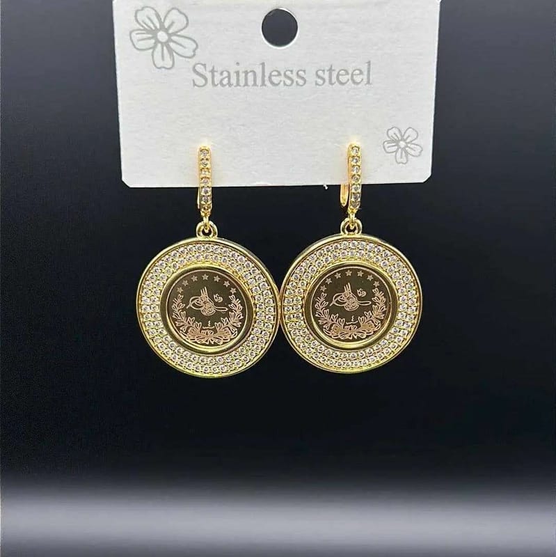 Classic Lira Coin Earrings | 21K Gold Plated Siwar Gallery