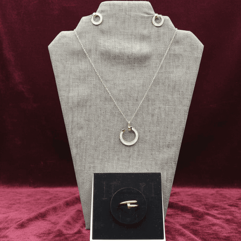Classic Set in Gold finish, with cubic zirconia stone on a neutral background