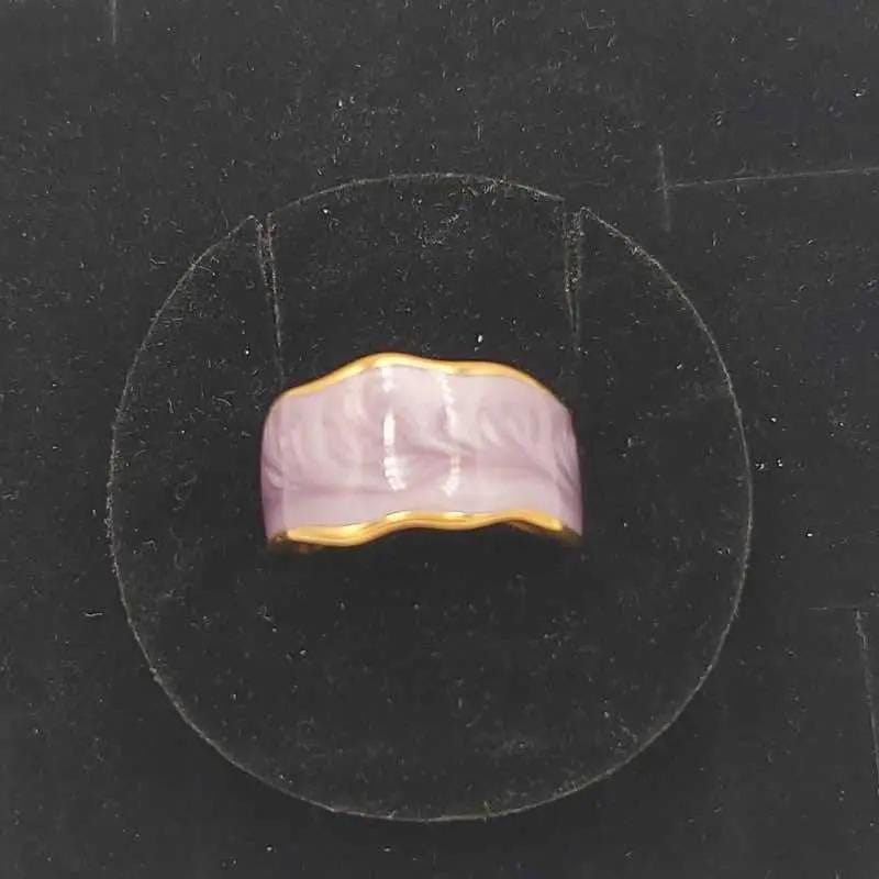 Colorful Enamel Ring - 21K Gold Plated Adjustable Ring in Gold finish on a neutral background