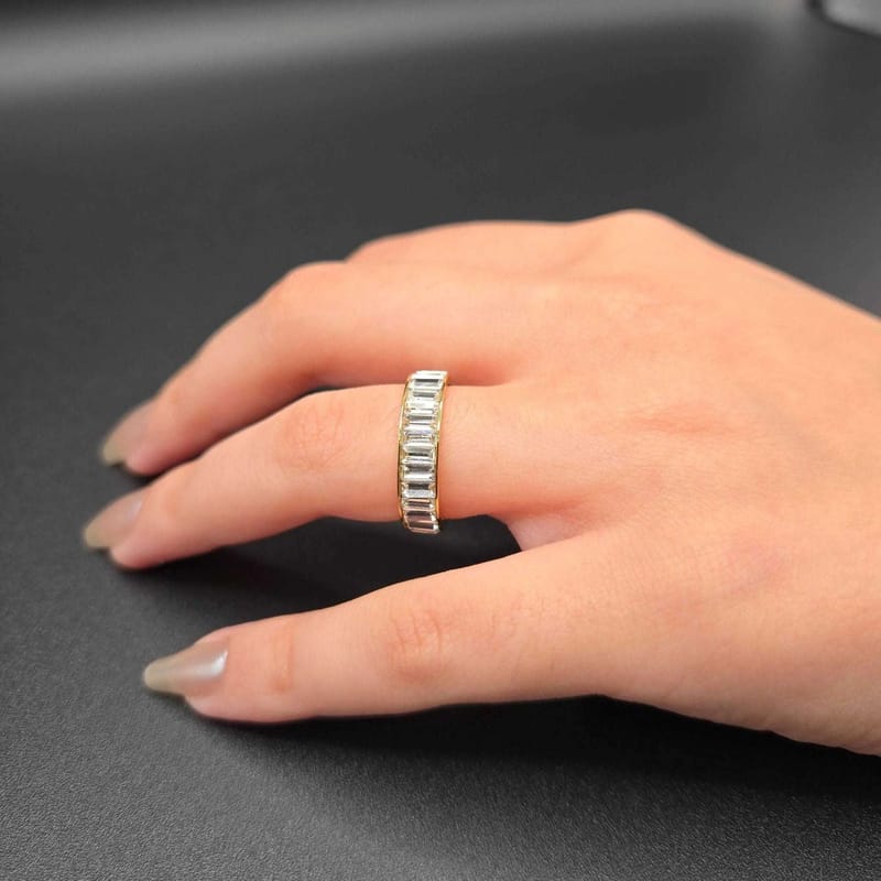 Baguette Stone Band Ring | 18K Gold Plated Siwar Gallery