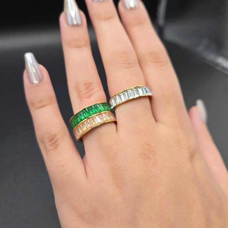 Baguette Stone Band Ring | 18K Gold Plated Siwar Gallery