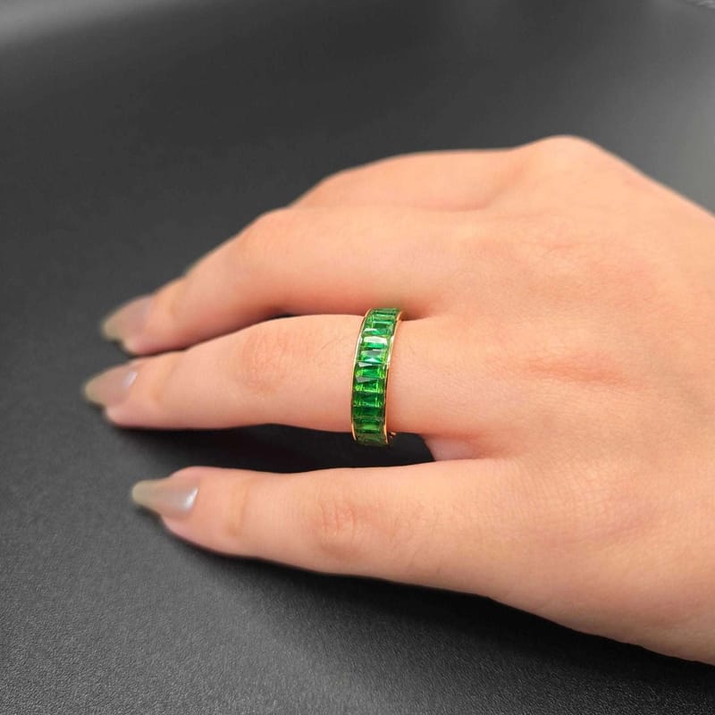 Baguette Stone Band Ring | 18K Gold Plated Siwar Gallery