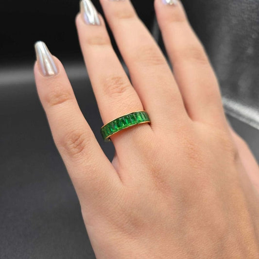 Baguette Stone Band Ring | 18K Gold Plated Siwar Gallery