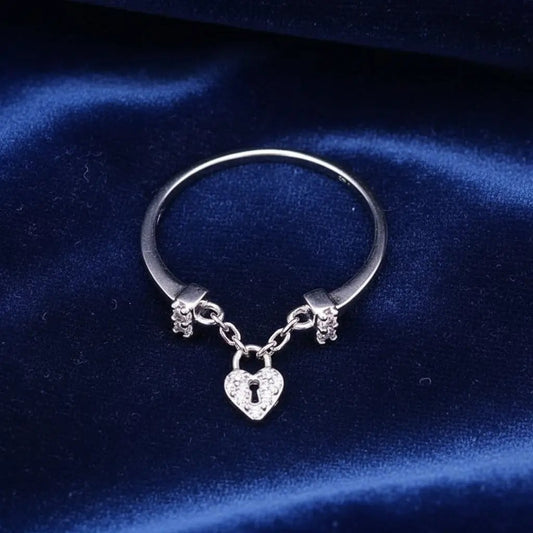 Dazzling Heart Ring in Silver finish, with cubic zirconia stone on stones