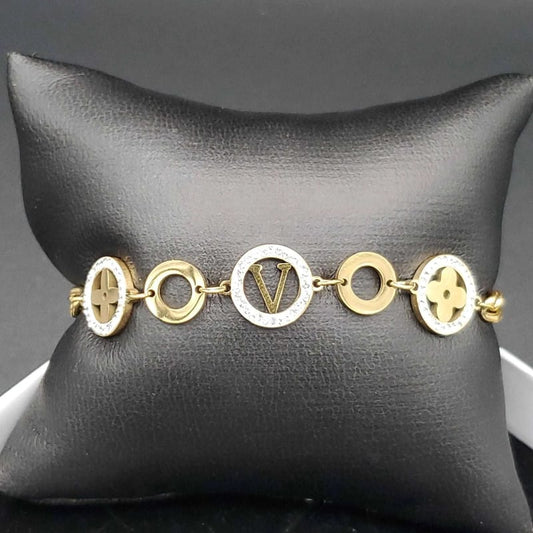 Elegant Monogram Flower Bracelet | 18K Gold Plated Siwar Gallery
