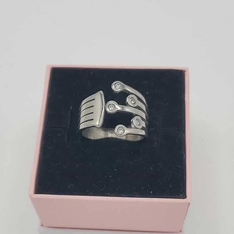 Elegant Zircon Statement Ring - Stainless Steel in Silver finish, with cubic zirconia stone on stones