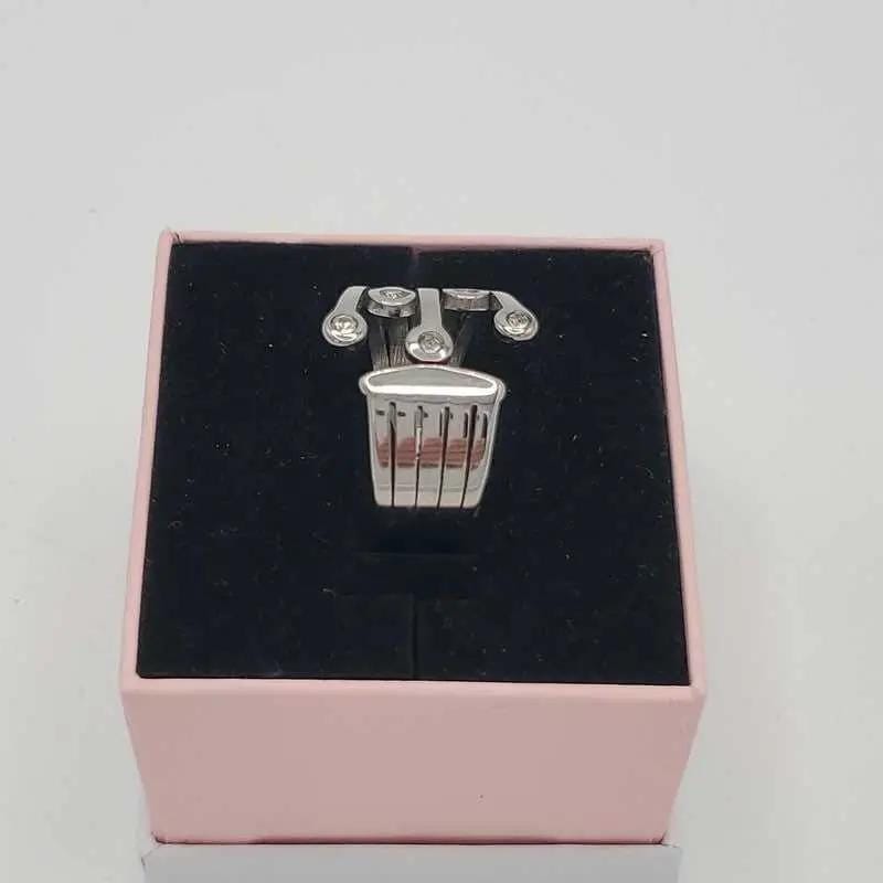Elegant Zircon Statement Ring - Stainless Steel in Silver finish, with cubic zirconia stone on a neutral background