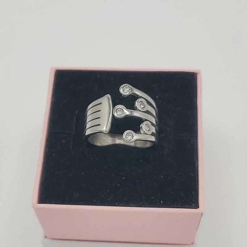 Elegant Zircon Statement Ring - Stainless Steel in Silver finish, with cubic zirconia stone on stones