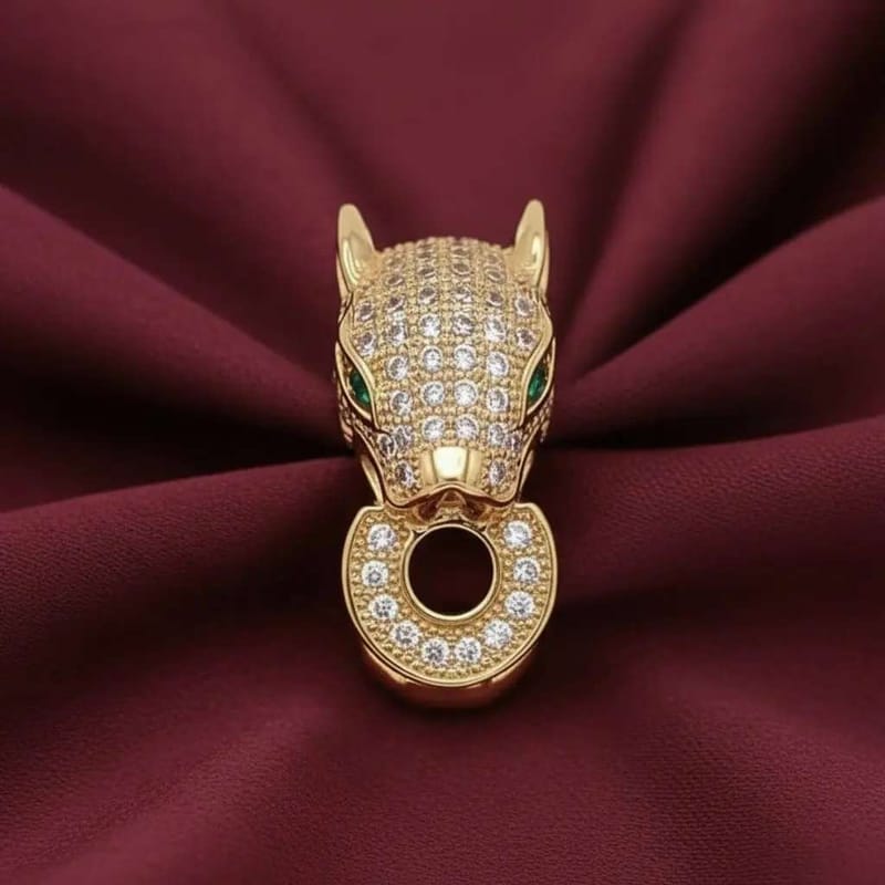 Exquisite Leopard Ring in Gold finish, with cubic zirconia stone on stones