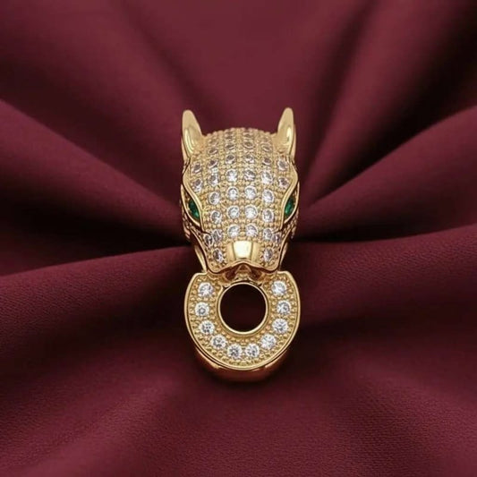 Exquisite Leopard Ring in Gold finish, with cubic zirconia stone on stones