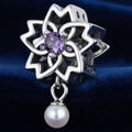 Violet Flower Bead Bracelet Charm