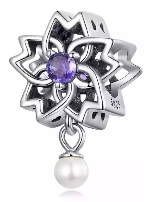 Flower Purple stone Charm - Siwar Gallery