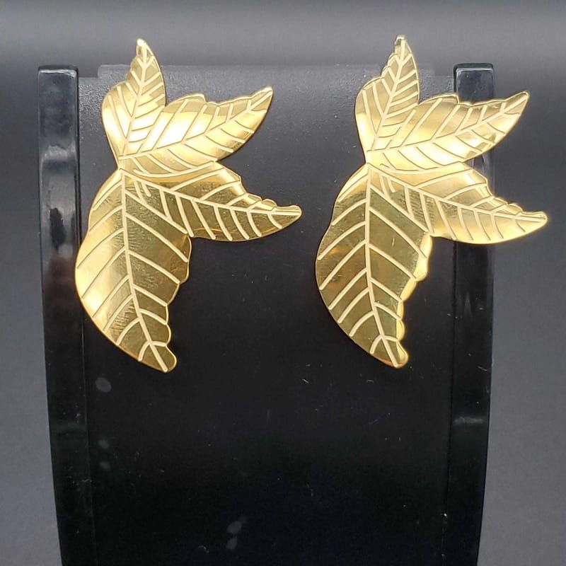 Golden Leaves Earrings | 18K Gold Plated Siwar Gallery